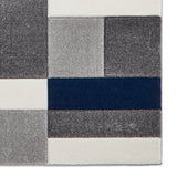 Regis Navy Blue Grey Geometric Cube Rug