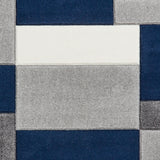 Regis Navy Blue Grey Geometric Cube Rug