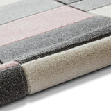 Regis  Rose Pink Grey Geometric Cube Rug