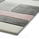 Regis  Rose Pink Grey Geometric Cube Rug