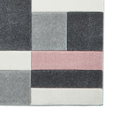 Regis  Rose Pink Grey Geometric Cube Rug