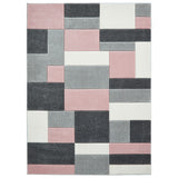 Regis  Rose Pink Grey Geometric Cube Rug from Roseland Furniture