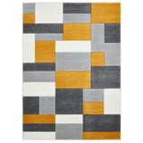 Regis Yellow Grey Geometric Cube Rug from Roseland Furniture