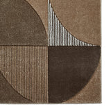 Regis Brown Beige Geometric Leaf Rug