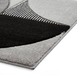 Regis Grey Black Geometric Leaf Rug