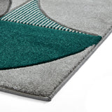 Regis Grey Green Geometric Leaf Rug