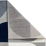 Regis Grey Navy Blue Geometric Leaf Rug