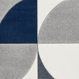 Regis Grey Navy Blue Geometric Leaf Rug