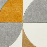 Regis Grey Yellow Geometric Leaf Rug