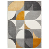 Regis Grey Yellow Geometric Leaf Rug from Roseland Furniture