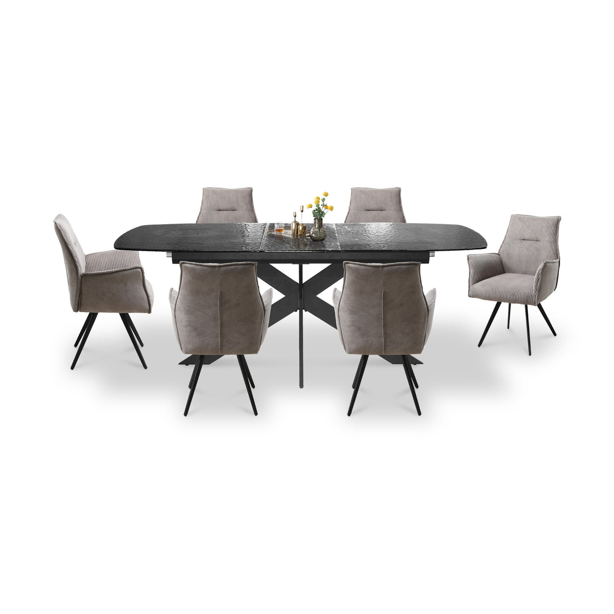 Sigrun-160cm-Unique-Bubble-Glass-Extendable-Dining-Table from Roseland Furniture