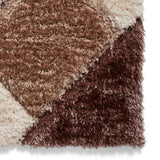 Lennox Brown Beige Geometric Shaggy Rug