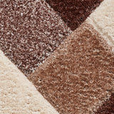 Lennox Brown Beige Geometric Shaggy Rug