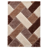 Lennox Brown Beige Geometric Shaggy Rug from Roseland Furniture