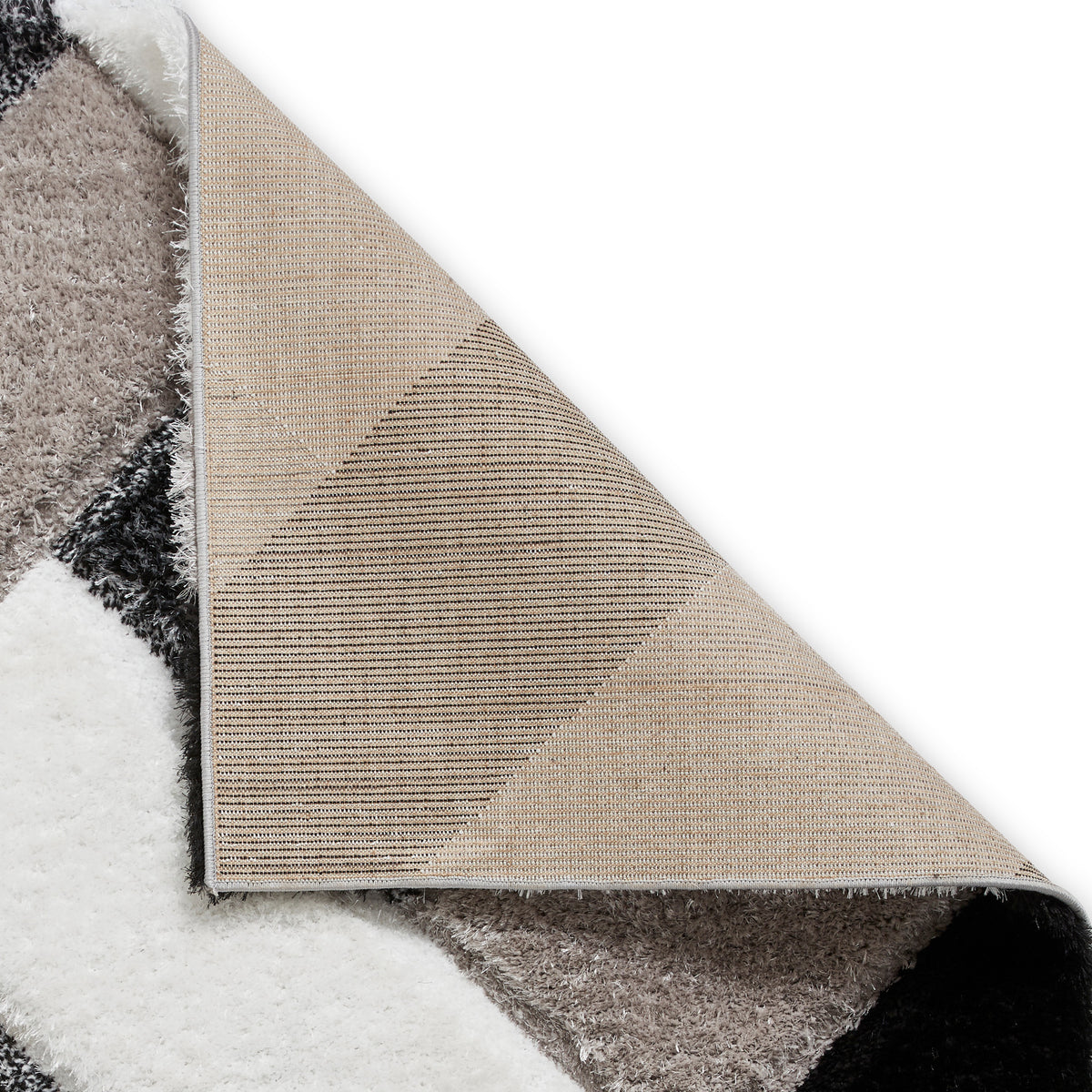 Lennox Black White Geometric Shaggy Rug