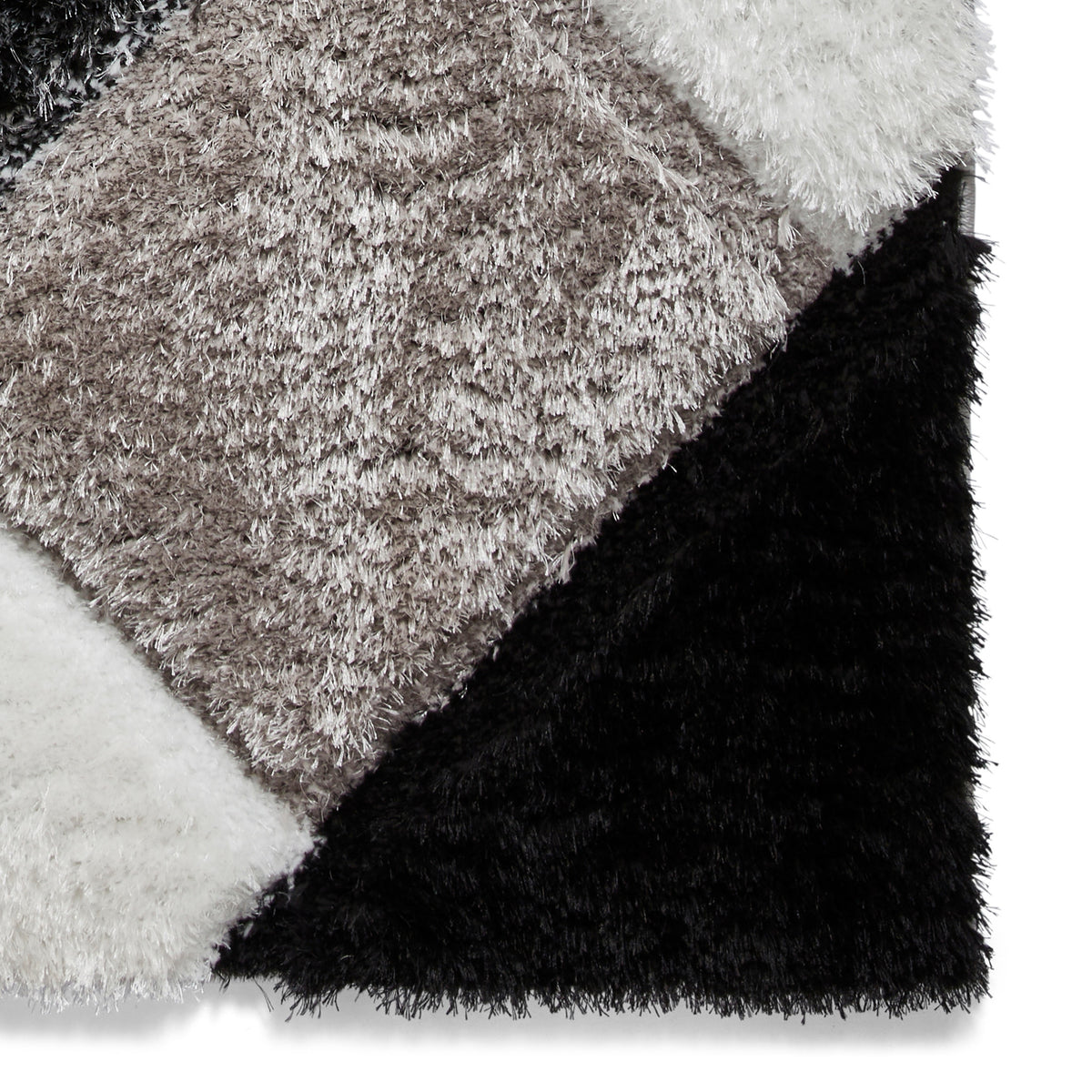 Lennox Black White Geometric Shaggy Rug