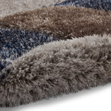 Lennox Navy Grey Geometric Shaggy Rug