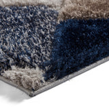 Lennox Navy Grey Geometric Shaggy Rug