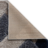 Lennox Navy Grey Geometric Shaggy Rug