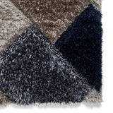 Lennox Navy Grey Geometric Shaggy Rug