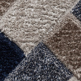 Lennox Navy Grey Geometric Shaggy Rug