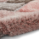 Lennox Pink Grey Geometric Shaggy Rug