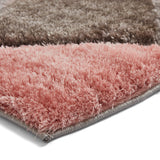 Lennox Pink Grey Geometric Shaggy Rug