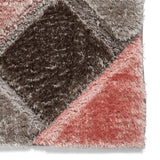 Lennox Pink Grey Geometric Shaggy Rug