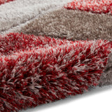 Lennox Red Grey Geometric Shaggy Rug