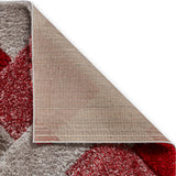 Lennox Red Grey Geometric Shaggy Rug