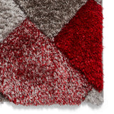 Lennox Red Grey Geometric Shaggy Rug