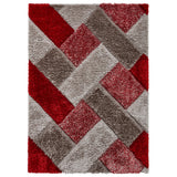 Lennox Red Grey Geometric Shaggy Rug from Roseland Furniture