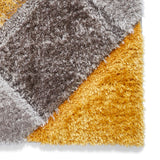 Lennox Yellow Grey Geometric Shaggy Rug