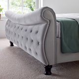 Duxford Grey Velvet Chesterfield Sleigh Bed