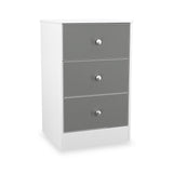 Bennet-3-Drawer-Bedside-Table-Grey-&-White from Roseland Furniture