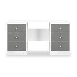 Bennet-6-Drawer-Kneehole-Grey-&-White Front1 from Roseland Furniture