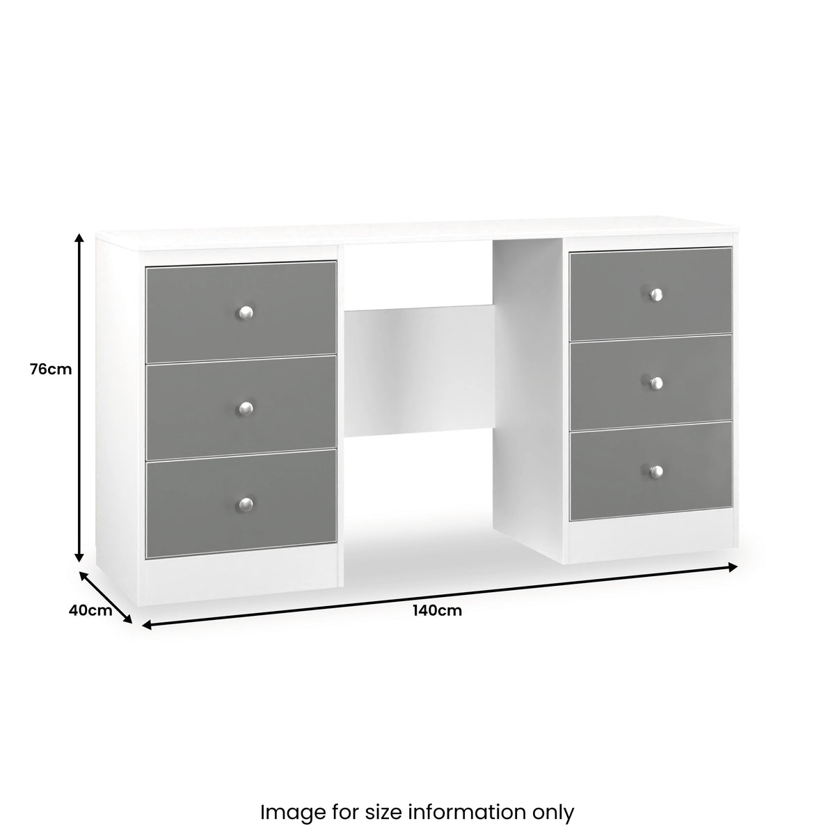 Bennet-6-Drawer-Kneehole-Grey-&-White from Roseland Furniture