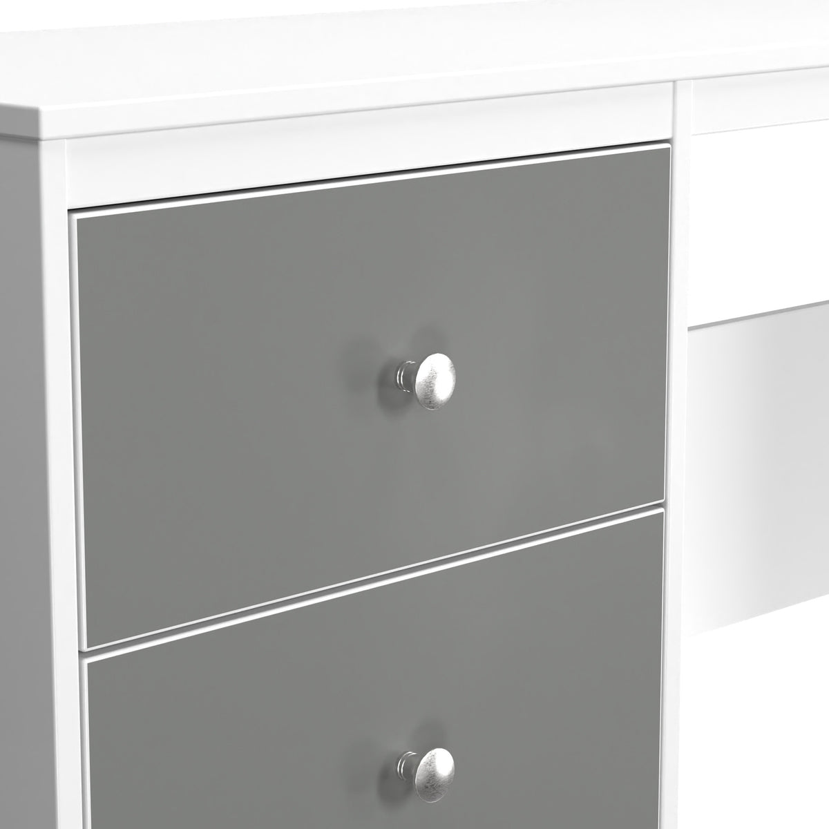 Bennet-3-Drawer-Wide-Desk-Grey-&-White from Roseland Furniture