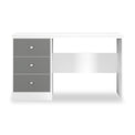 Bennet-3-Drawer-Wide-Desk-Grey-&-White Front1 from Roseland Furniture