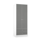 Bennet-Tall-2-Drawer-Wardrobe-Grey-&-White from Roseland Furniture