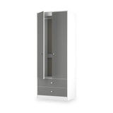 Bennet-Tall-2-Drawer-Wardrobe-Grey-&-White from Roseland Furniture