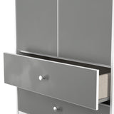 Bennet-Tall-2-Drawer-Wardrobe-Grey-&-White from Roseland Furniture