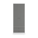 Bennet-Tall-2-Drawer-Wardrobe-Grey-&-White Front1 from Roseland Furniture