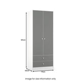 Bennet-Tall-2-Drawer-Wardrobe-Grey-&-White from Roseland Furniture