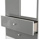 Bennet-Tall-2-Drawer-Mirrored-Wardrobe-Grey-&-White from Roseland Furniture