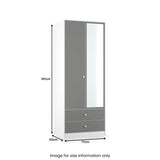 Bennet-Tall-2-Drawer-Mirrored-Wardrobe-Grey-&-White from Roseland Furniture