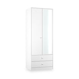 Bennet-Tall-2-Drawer-Mirrored-Wardrobe-White from Roseland Furniture