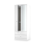 Bennet-Tall-2-Drawer-Mirrored-Wardrobe-White from Roseland Furniture