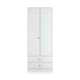 Bennet-Tall-2-Drawer-Mirrored-Wardrobe-White from Roseland Furniture