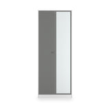 Bennet-Tall-Mirrored-Wardrobe-Grey-&-White Front1 from Roseland Furniture